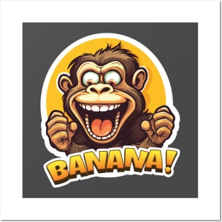 Crazy Monkey Shouting Banana! Posters and Art